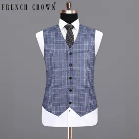 Bayoux Blue Plaid Waistcoat