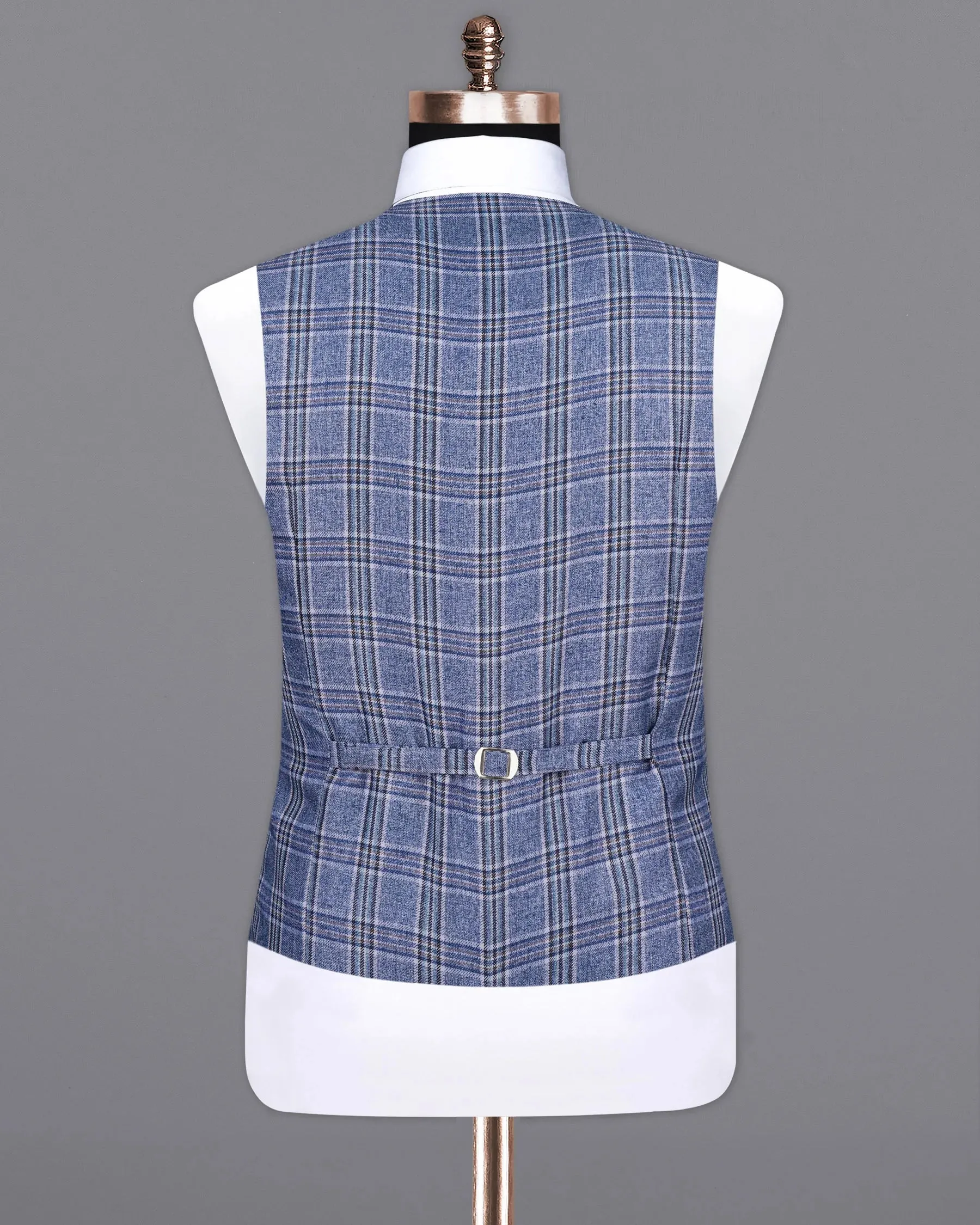 Bayoux Blue Plaid Waistcoat