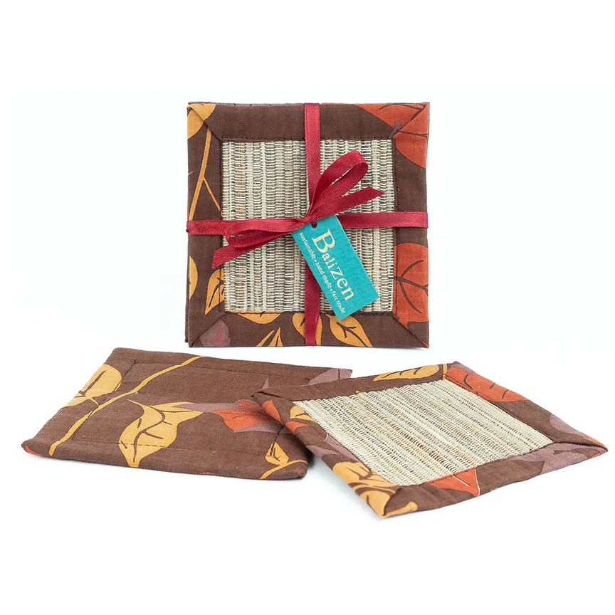 Bougainvillea Brown Waterlily Coaster, set of 4