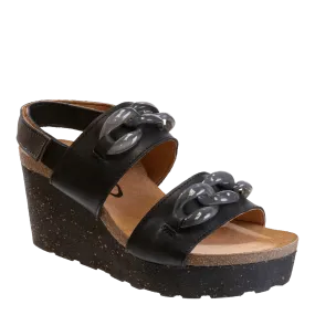 FAIR ISLE in BLACK Wedge Sandals
