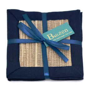 Navy Waterlily Coaster, set of 4 - SALE HOMEWARES