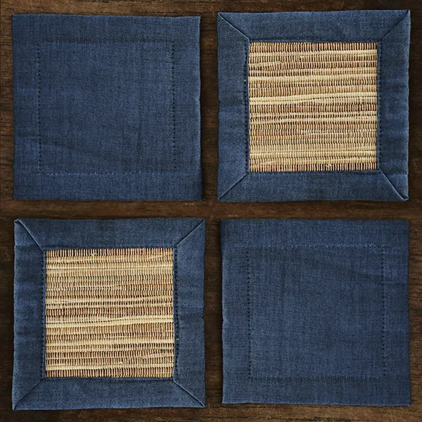 Navy Waterlily Coaster, set of 4 - SALE HOMEWARES