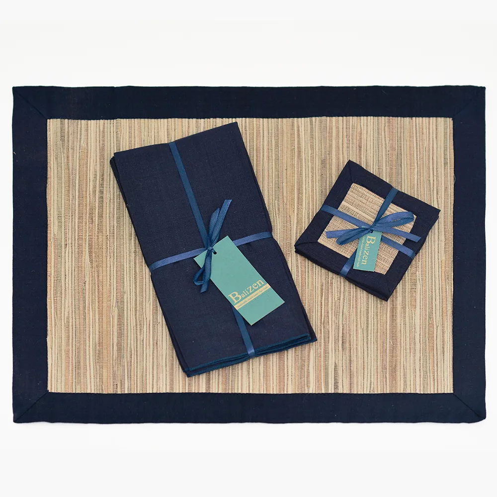 Navy Waterlily Coaster, set of 4 - SALE HOMEWARES