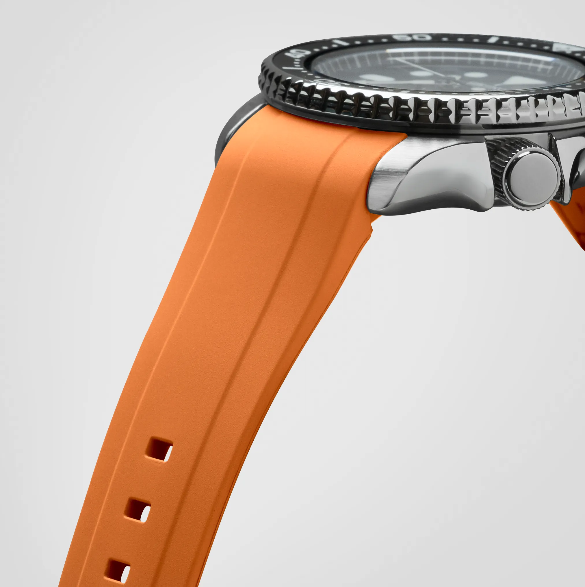 NMK801 Curved End SKX/SRPD Rubber Strap: Orange
