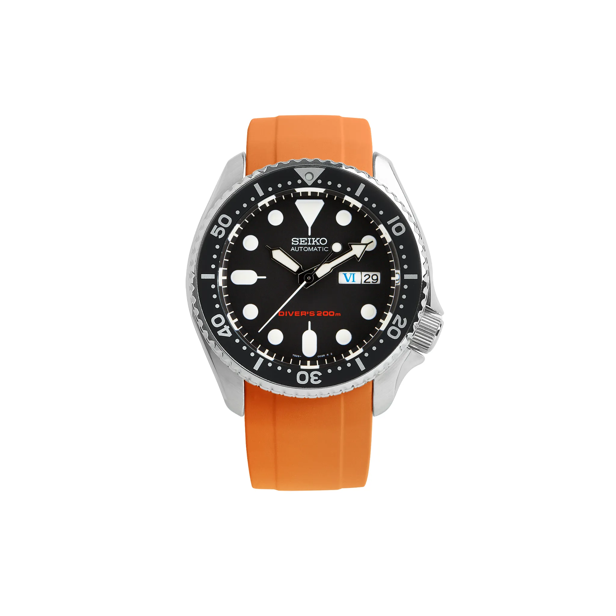 NMK801 Curved End SKX/SRPD Rubber Strap: Orange