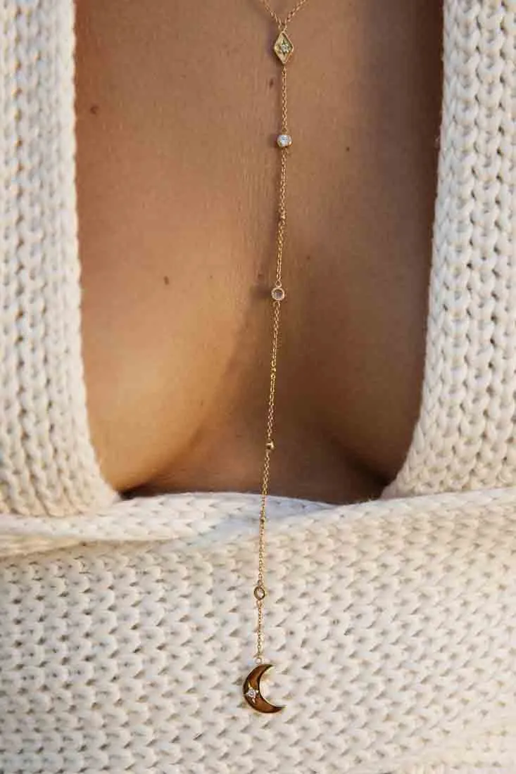 Selene Long Lariat - Gold