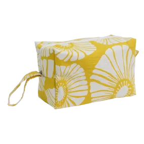 Yellow Retro Flowers Cosmetic Case, Large